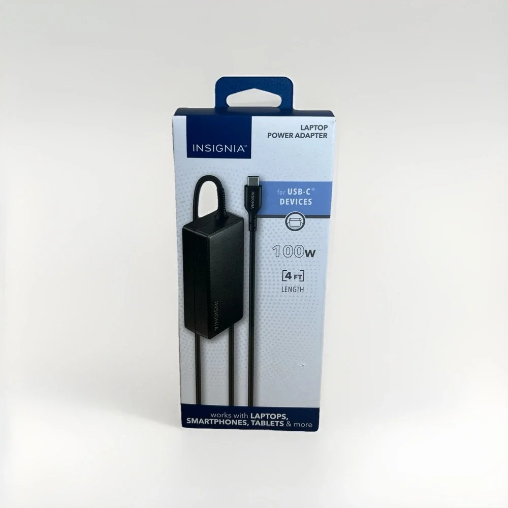 Insignia- 100W 4 ft. Laptop Power Adapter for USB-C Devices - Black